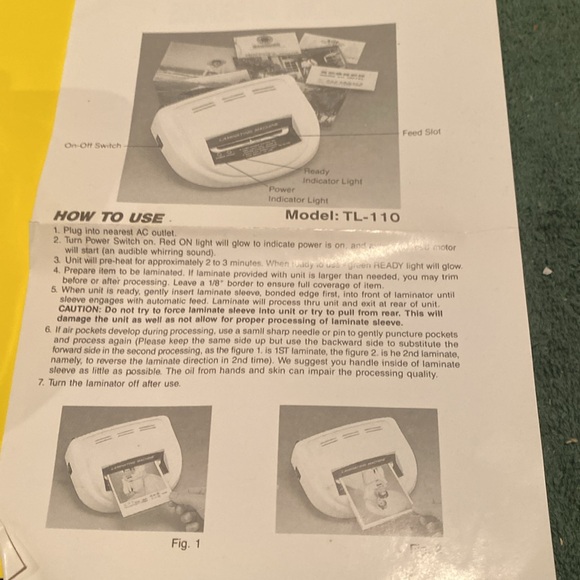 Laminating Machine, Instruction Booklet, and Package of Laminating Sleeves - Picture 3 of 7